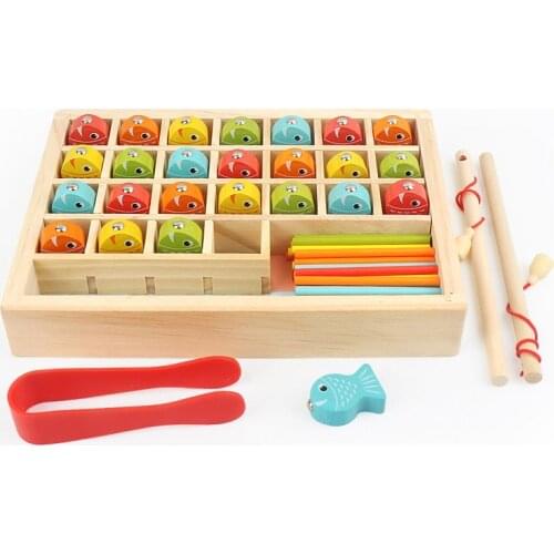 Children montessori educational wooden toy multi-function Magnetic Fishing enlightenment counting stick toys child Birthday Gift
