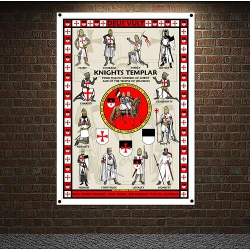 Knights of templar Crusaders Posters Banners Flag Wall Art Home Decoration Wall Hanging Ornaments Mural HD Wallpapers Mural N5