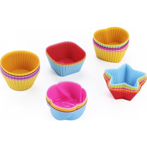 Silicone muffin cup round star heart shape square 7cm cake cup baking mold egg tart mold environmentally friendly reusable