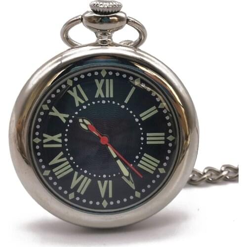 Steampunk Open Face Pocket Watch Roman numerals Dial Pendant Clock with Fob Chain Men Women reloj fob Watch Neckalce