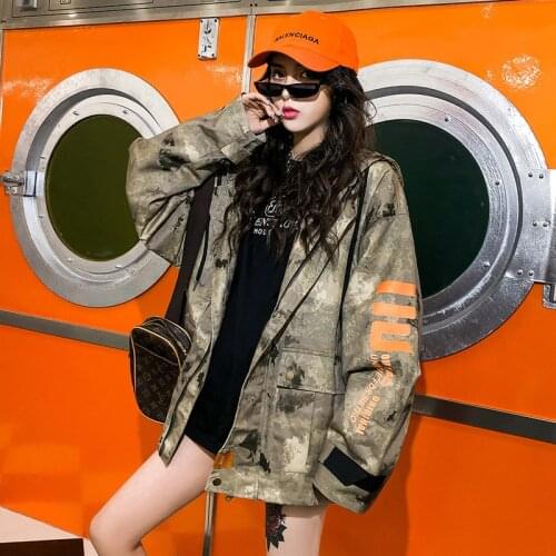 Hip-hop Tooling Jacket Women Ins Fashion Camouflage Jacket Womens Jackets and Coats Street Clothing