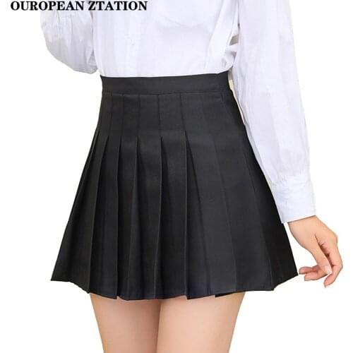 2021 Korean Plaid Summer Women High-waisted Skirt Kawaii Mini skirts Stitching Student Pleated Skirts Girls skirts with lining