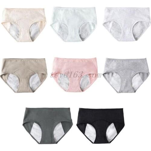 Women Girls High Waist Cotton Menstrual Sanitary Underwear Cartoon Animal Printed Briefs Bowknot Decor Leakproof Period Panties