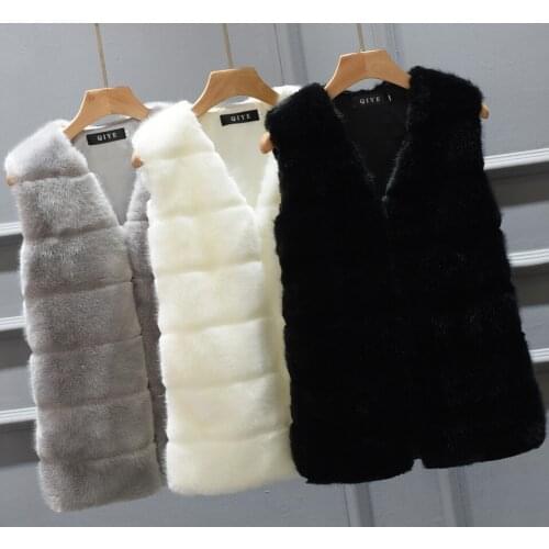 Women Faux Fox Fur Vest Winter Thick Fluffy Sleeveless Coat Vests Warm Outerwear Luxury Fur Jacket Elegant Mujer Bontjas 2020