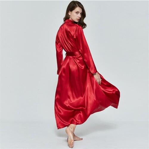 Bride morning robe long yukata summer thin red wedding gown solid color simple fashion pajamas new arrival robe sexy nightwear