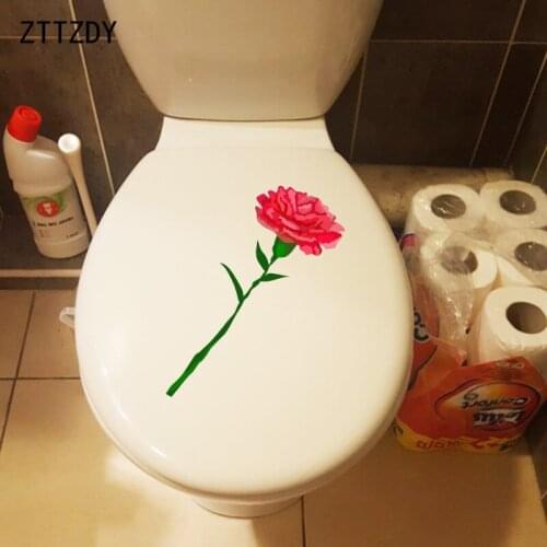 ZTTZDY 8.5*22.6CM Carnation Flower Home Rooms Wall Decal Decoration Fashion WC Toilet Sticker T2-0101