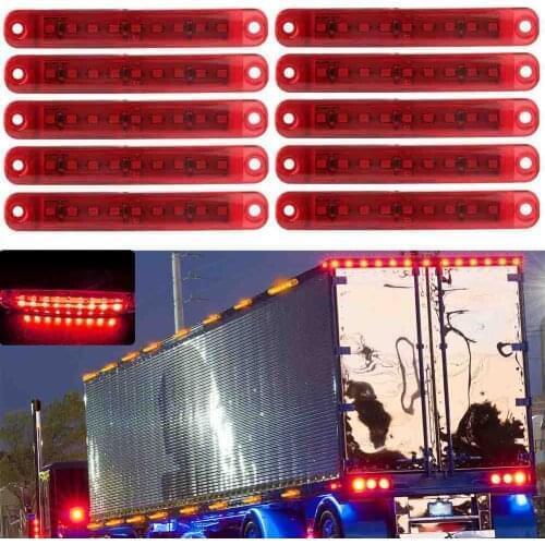 10pcs Red 9 LED Sealed Side Marker Lights Clearance Light 12V Indicator Lamp For Car Truck Trailer Lorry