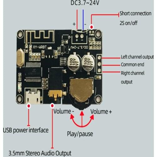 DC 3.7-24V Bluetooth 5.0 Audio Receiver Decoders Stereo 3.5MM Amplifier Board