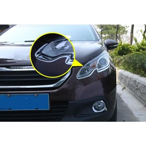 2pc for Peugeot 2008 2014-2016year Headlight eyebrow bright frame headlight Decorative cover sticker