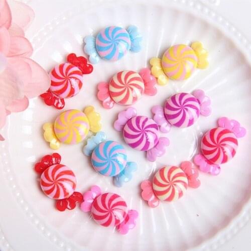Kawaii Flatback Sweet Candy Lollipop Ornament Accessories Girls Hair jewelry DIY Accessories Embellishments Cameo 20pcs 13*23mm