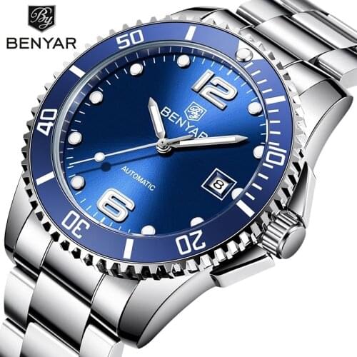 2021 New Benyar Design Top Brand Watch Men Automatic Mechanical Watch Stainless Steel Waterproof Clock Luxury Relogio Masculino