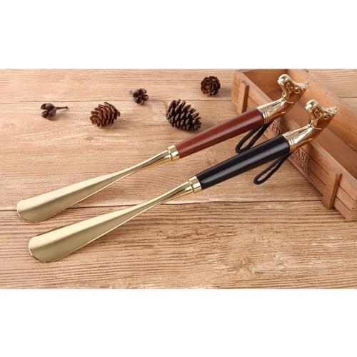 32 cm Metal Shoe Horn Handle Long Remover Shoehorn Handheld Durable Shoeshorn 32cm Wood Hand Metal Shoe Lifter