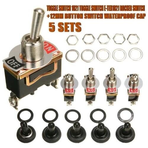 5Pcs Heavy Duty Car Boat Rocker Toggle Switch 15A 250V 2Pin SPST ON/OFF Rocker Switches with Waterproof Boot SPST Rocker Switch