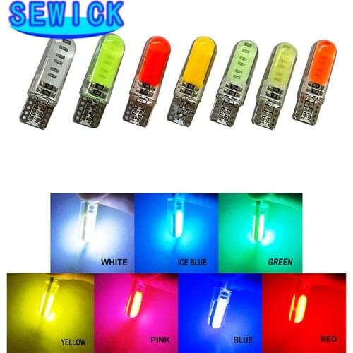 50pcs wholesale T10 COB 12 Chips 80MA silicone 194 W5W Silicone case Car Auto Parking light Car styling Pink Ice blue 12V