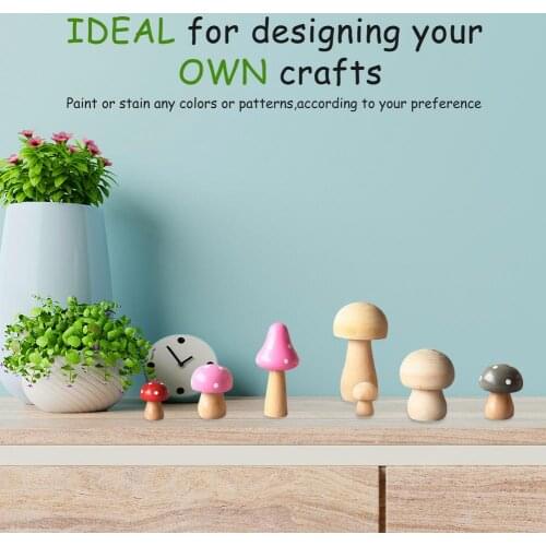 6pcs Graffiti Painting Wooden White Embryo Mushroom Ornament DIY Handmade Souvenirs Mushrooms Gift For Valentines Day Birthday