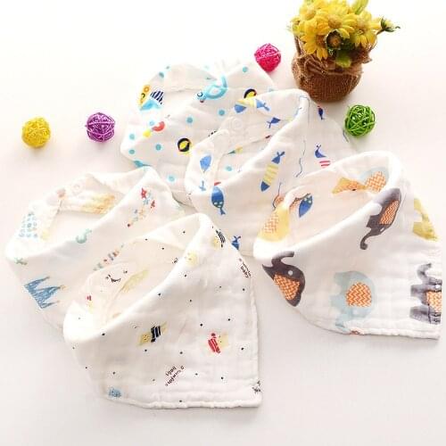 8 layers Baby Bibs Waterproof Triangle Natural Cotton Bandana Soft Newborn Slabber Absorbent Cloth for Drooling and Teething