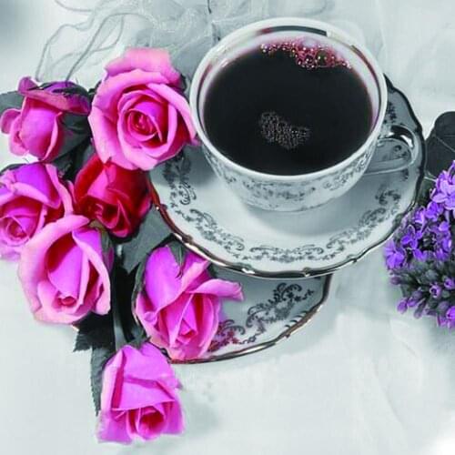 Diamond Painting Flowers And Coffee Diamond Embroidery Very Beautiful Elegant Cross Stitch Diamond Mosaic Punto De Cruz Charming