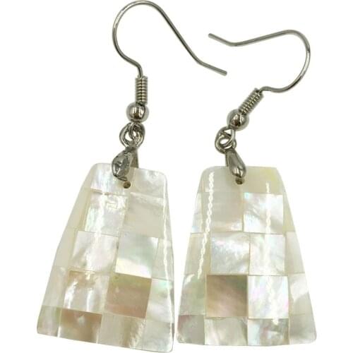 Free Shipping Women Fashion Jewelry White Mother of pearl Shell beads Earring 1Pair C8487
