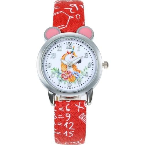 Kids Watches Fashion Cute Cartoon Unicorn Leather Strap Wristwatch Classic Girl Boy Watch Child Quartz Watch girls watches