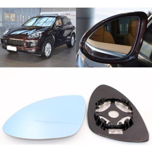 For Porsche Cayenne Car Side View Door Wide-angle Rearview Mirror Blue Glass With Base Heated 2pcs