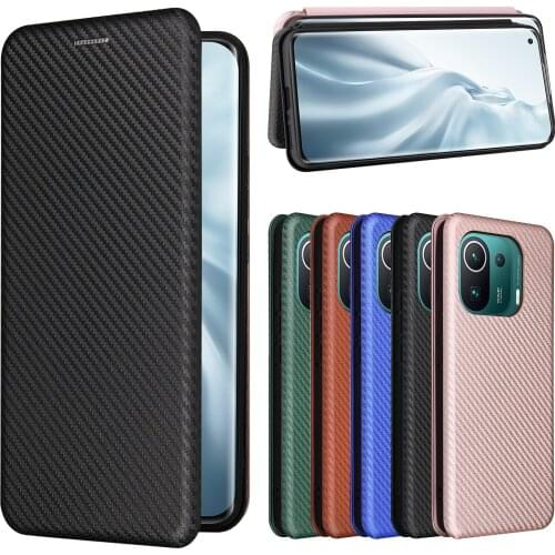 For Xiaomi Mi 11 Pro Case For Xiaomi 11 Pro High Quality Carbon Fiber Flip Leather Case For Xiaomi Mi 11 Pro 11Pro Case Cover