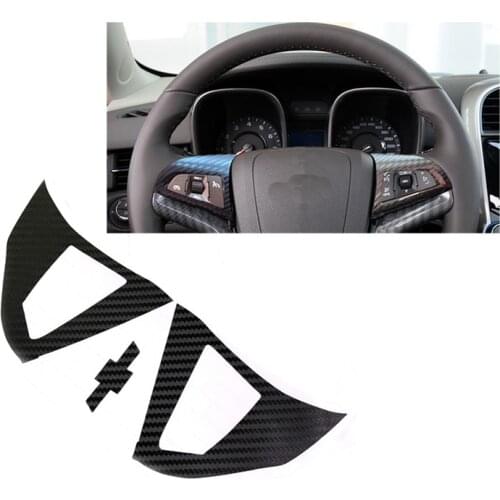 JEAZEA Car Styling 2Pcs Carbon Fiber Steering Wheel Protective Cover Sticker For Chevrolet Holden Malibu 2012 2013 2014