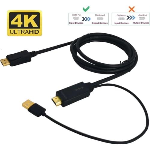 HDMI-compatible to DP Converter Adapter Cable 4K@30Hz 1080P@60Hz Male HDTV to DisplayPort Audio Video Adapter Cord 2M for PC