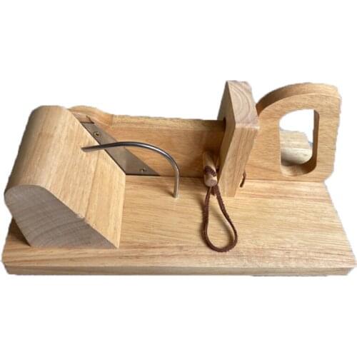 Rubber Tree Wood Stainless Steel Blade Sausage Cutter Kitchen Utensils Accessory