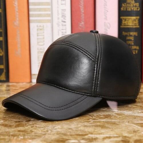 Leather Baseball Hat Mens Womens Fall Winter Sheepskin Cap Youth Male Lady Outdoor Leisure Sports Leather Fashion Hats H7009