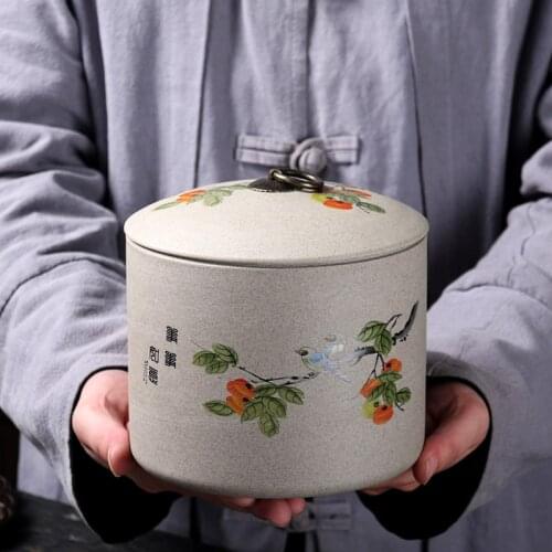 Creative Flower Ceramic Tea Caddy Cylindrical Candy Food Storage Jar with Lid Desktop Decoration Tea Container Home Decoration