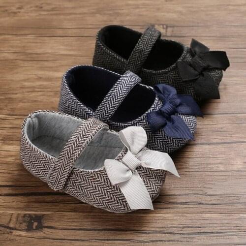 Newborn Toddler Baby Emmababy Girl Crib Shoes Bowknot Soft Princess Cotton Crib Shoes Anti-slip Sneaker Prewalker0-18M