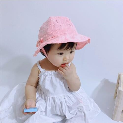 Summer Breathable Baby Sun Hat Cute Flower Baby Girl Beach Hat Outdoor Kids Children Bucket Cap Hollow Infant Baby Caps