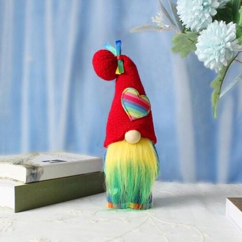 Love Heart Rainbow Gnome Dwarf Doll Top Hat Plush Doll Faceless Elf Toy Gnomes Gonk Ornaments for Home Decoration
