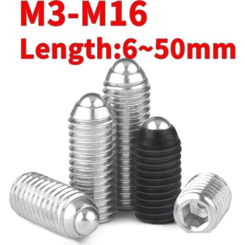 M3 M4 M5 M6 M8 M10 M12 Black Grade 12.9 304 Stainless Steel Hex Socket Allen Spring Ball Plunger Grub Point Set Screw Bolt