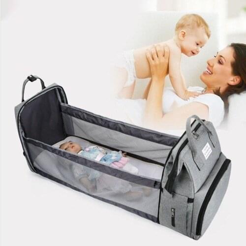 Multi-function Diaper Backpack Foldable Stroller Nappy Maternity Bag Large Capacity Travel Outdoor Baby Nursing Bed Mummy Crib
