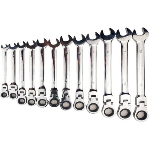 Fixed Head Ratcheting Combination Spanner Wrench Sets Hand Tools Ratchet Handle Wrenches 6-32mm