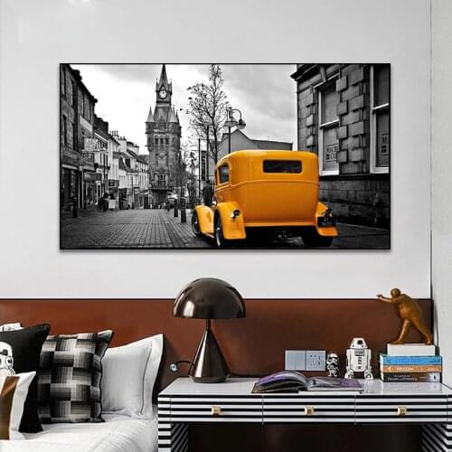 Retro Car Street View Wall Art Canvas Painting Posters and Prints Wall Art Pictures Living Room Decoration Home Decorative Arts