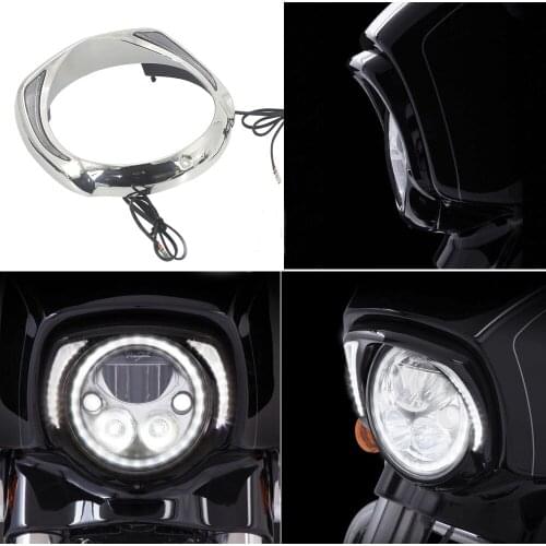 NEW Motorcycle LED Headlight Bezel For Harley Touring Tri Road King Street Electra Glide Low FLHTCU Ultra Limited Low