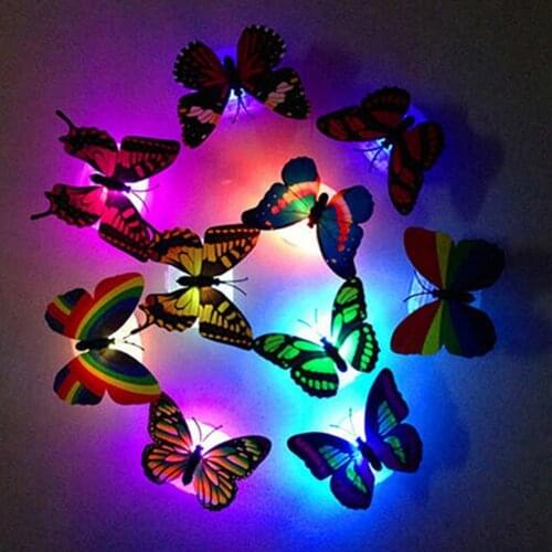 Office Butterfly Lamp Sticker Creative Decoration ABS Color Changing LED Night Light for Living Room Glow Sticker