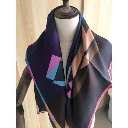 2020 new arrival fashion elegant brand design 100% silk scarf 90*90 cm square shawl twill wrap for women lady girl