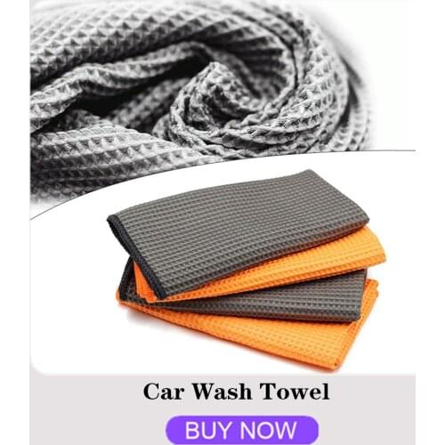 2PC Car Wash Towel Glass Cleaning Water Drying Microfiber Window Clean Wipe Auto Detailing Waffle Weave for Kitchen Bath 40*40cm