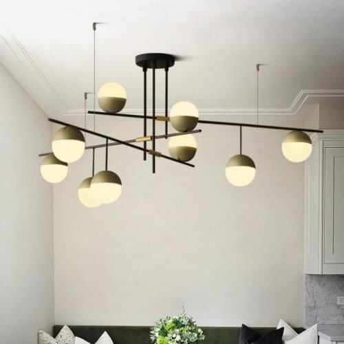 Postmodern Living Room Chandelier Lighting American Light Weight Luxurious Hanging Lights Artistic Hotel Villa Milky Glass Ball