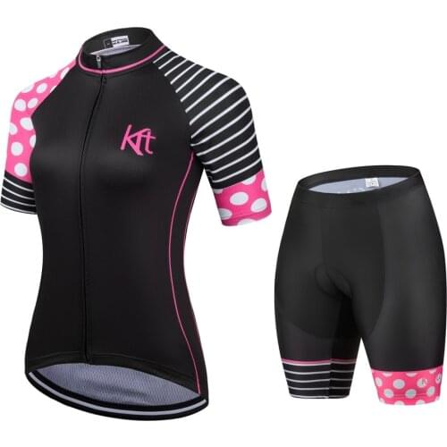 Shorts Womens Cycling Clothing 2021 Kafitt Summer Cycling Jersey Set Black Short Sleeve Bicycle Clothes Anti-UV Ropa Ciclismo