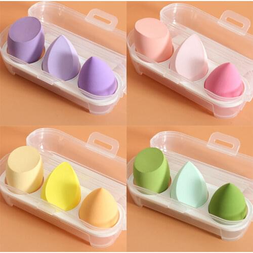 3pcs Face Makeup Puff with Box Blending Foundation Cream Powder Cosmetic Puff Water Drop Shape Soft Make Up Sponge Tools