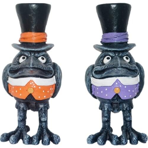 Halloween Raven Statue Figurines Garden Lawn Decoration Animal Bird Crow Sculpture Backyard Patio Ornaments Home Art Decors Nice