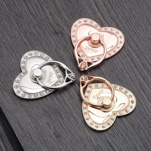Universal Heart Cute socket 360 Degree Metal Mobile Phone Stand Holder Finger Ring Diamond For iPhone Xiaomi Huawei All Phone