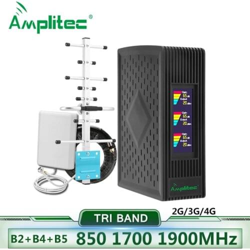 Amplitec Tri-Band 4G Signal Amplifier 850 900 1700 1800 1900 2100MHz 4G Repeater Cell Phone Amplifier Mobile Signal Booster Kits