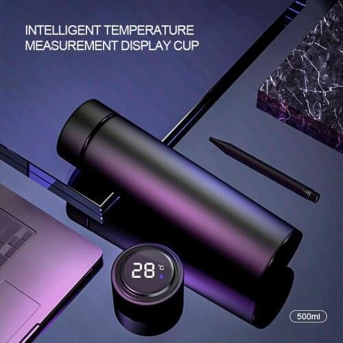 Stainless Steel Vacuum Water Cup Temperature Display Cup Business Gift in-Car Thermos Water Bottle Business Men Boys Gift