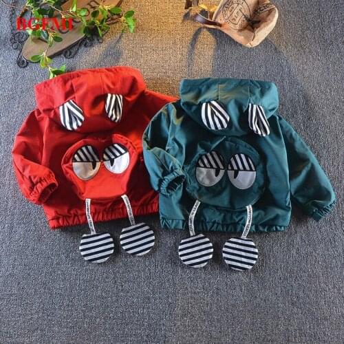 Baby Boys Girls Lined Windproof Zip Hoodie Coat 0-6 Yrs Simple 2020 M Beans Embroidered Eyes Childrens Jacket Unisex Kid Jacket