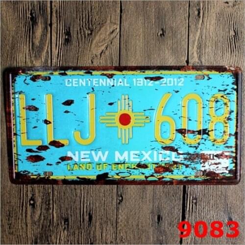 30*15 CM Vintage Metal Tin Sign Iron Painting Wall Home Decoration Retro Wall Art Plaque USA New Mexico License Plate